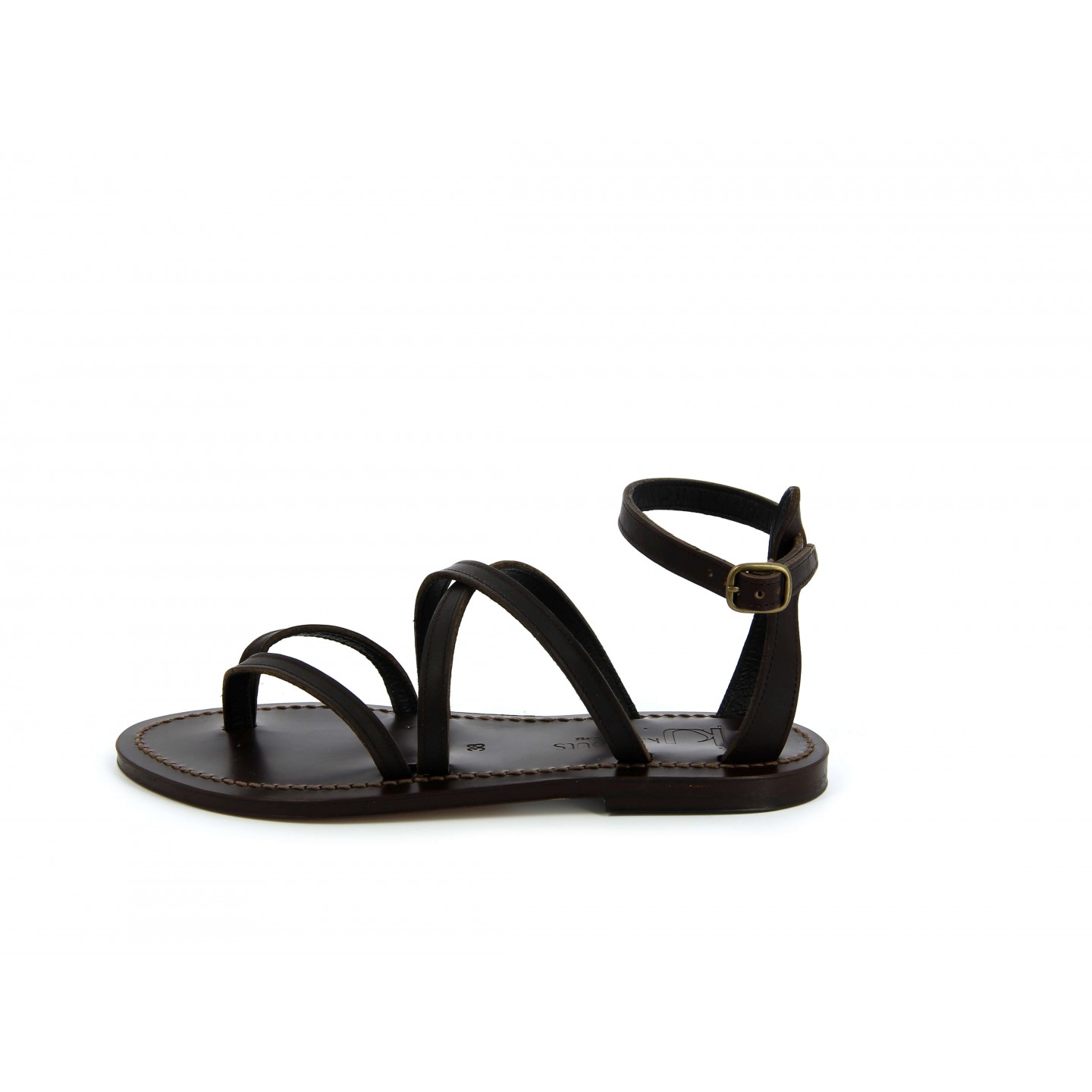 K.JACQUES EPICURE MOKA Sandales Plates Cuir Pul Café