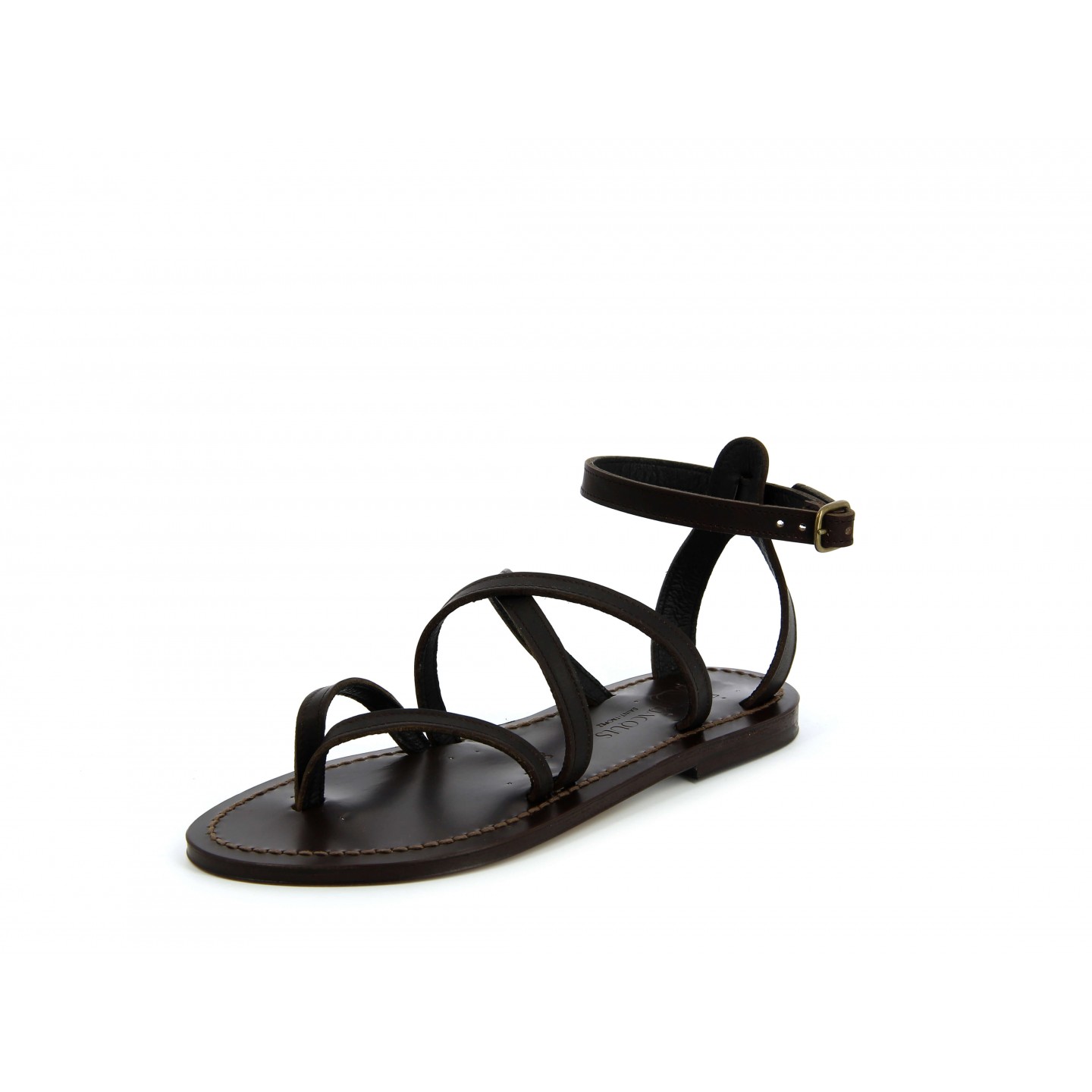 K.JACQUES EPICURE MOKA Sandales plates Cuir Pul café