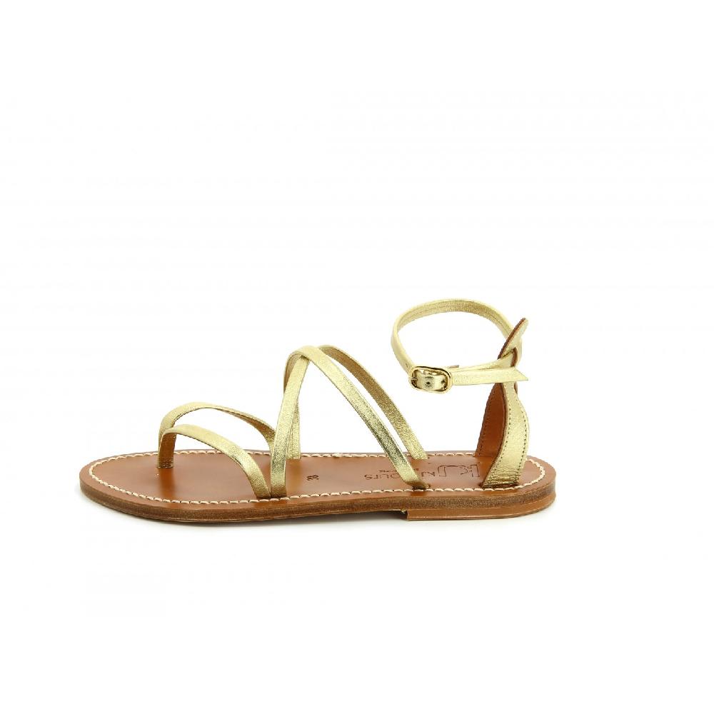 K.JACQUES EPICURE Sandales Plates Cuir Metyl Argent