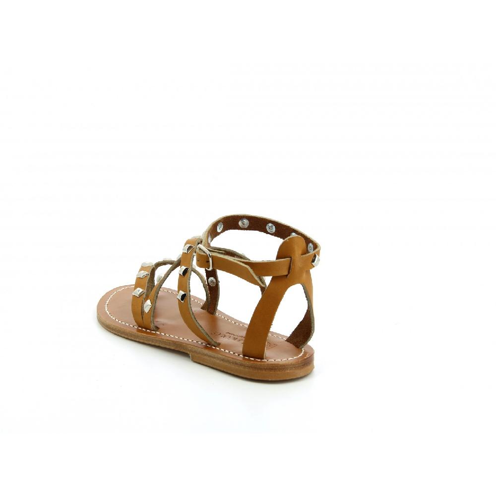K.JACQUES EPICUREPYR Sandales Plates Cuir Pul Naturel Argent
