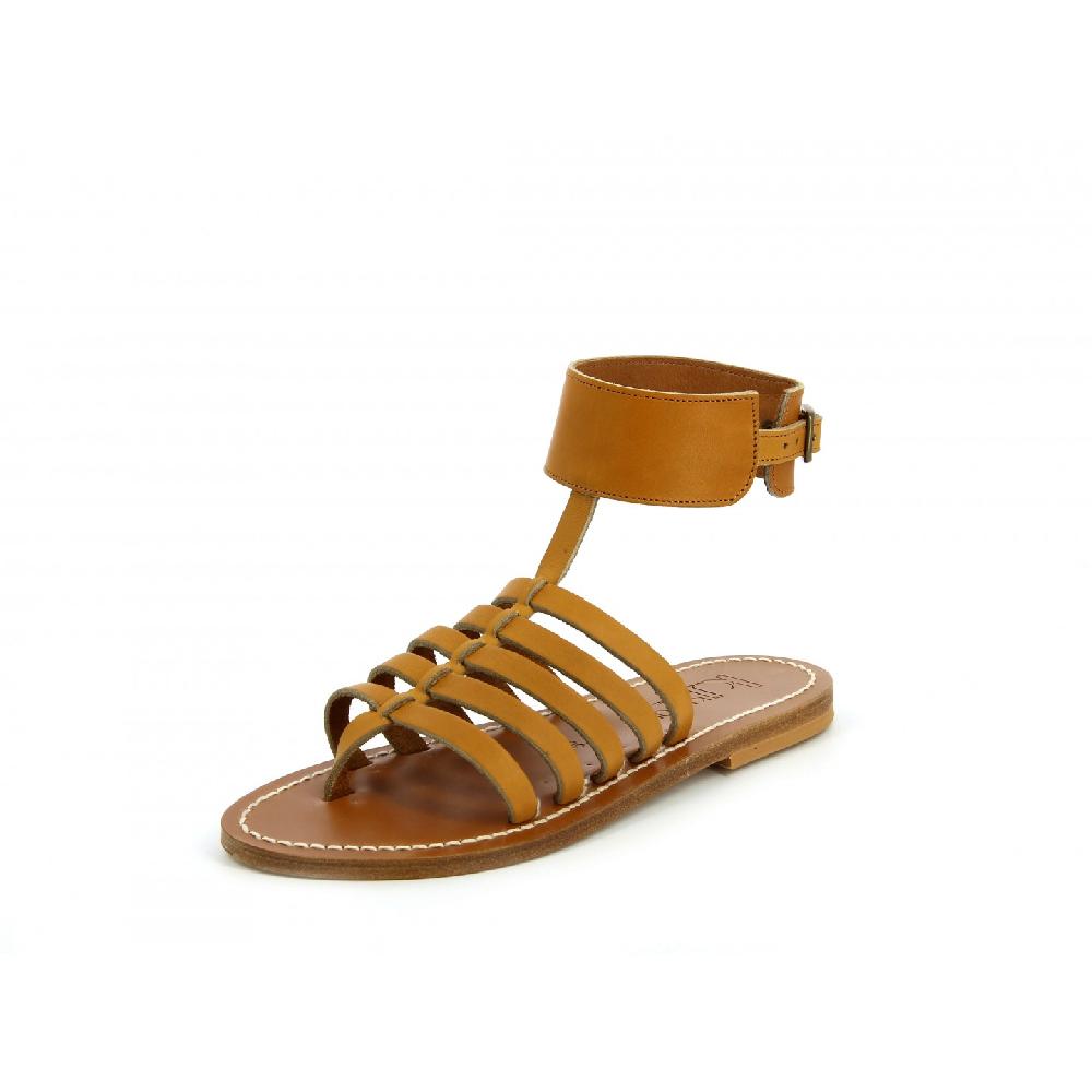K.JACQUES EUDOXIE Sandales Plates Cuir Metyl Champan