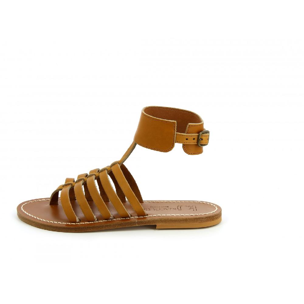 K.JACQUES EUDOXIE Sandales Plates Cuir Metyl Champan