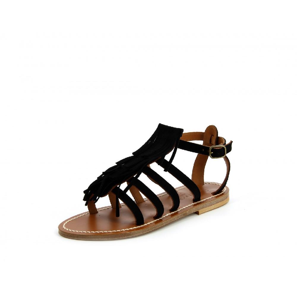 K.JACQUES FREGATE Sandales plates Cuir Velours Metal Italiano