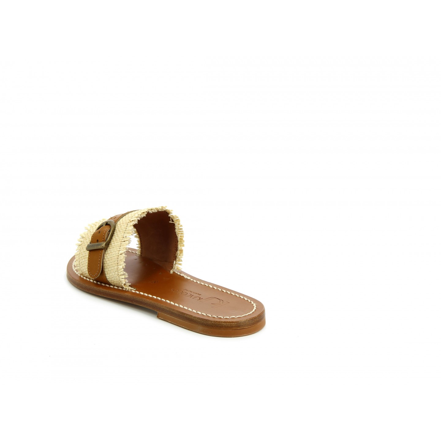 K.JACQUES GUITARA Sandales Plates Raffia Cuir Pul Naturel