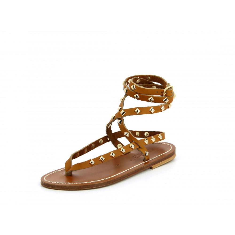 K.JACQUES HIOTAPYR Sandales Plates Cuir Pul Naturel Or