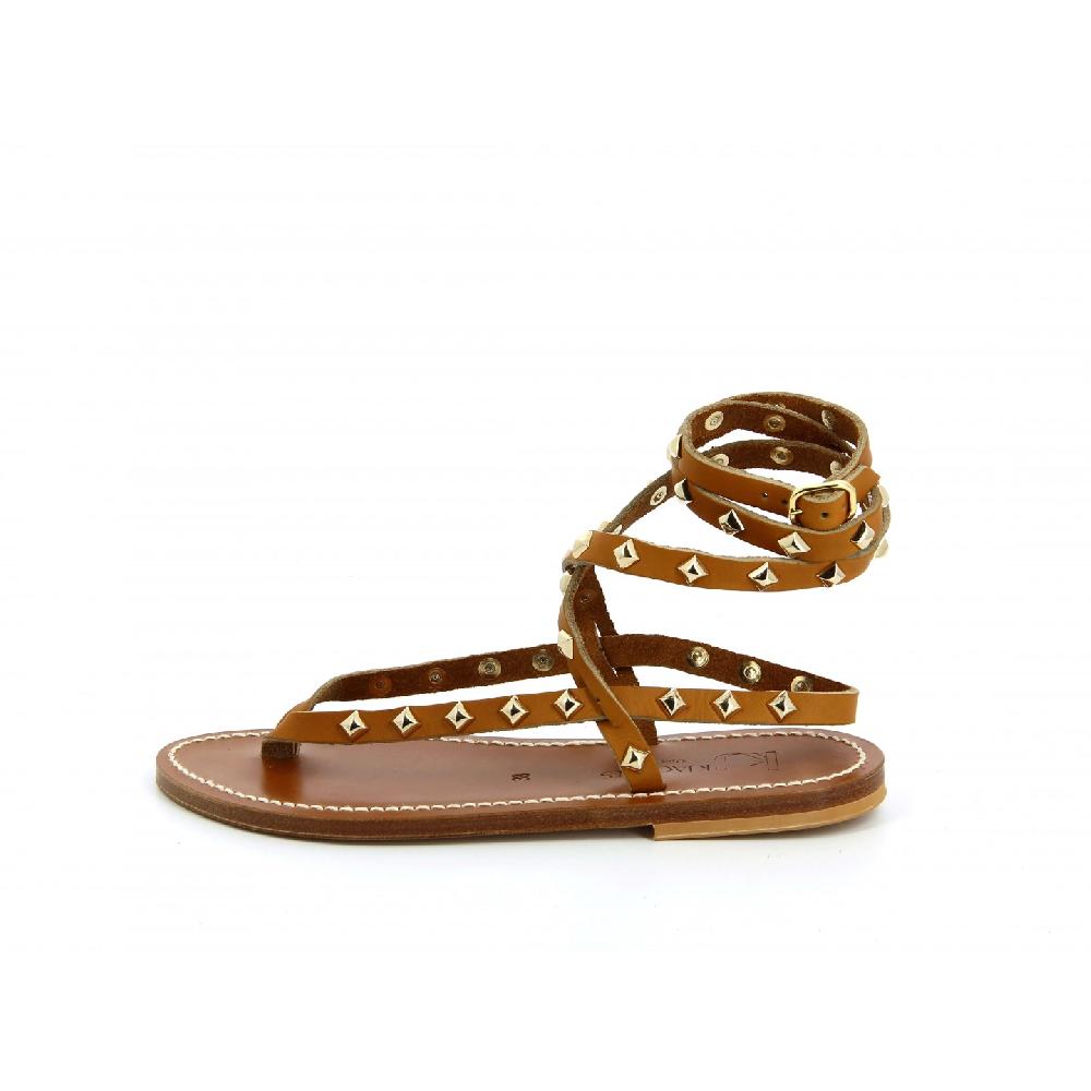 K.JACQUES HIOTAPYR Sandales Plates Cuir Pul Naturel Or