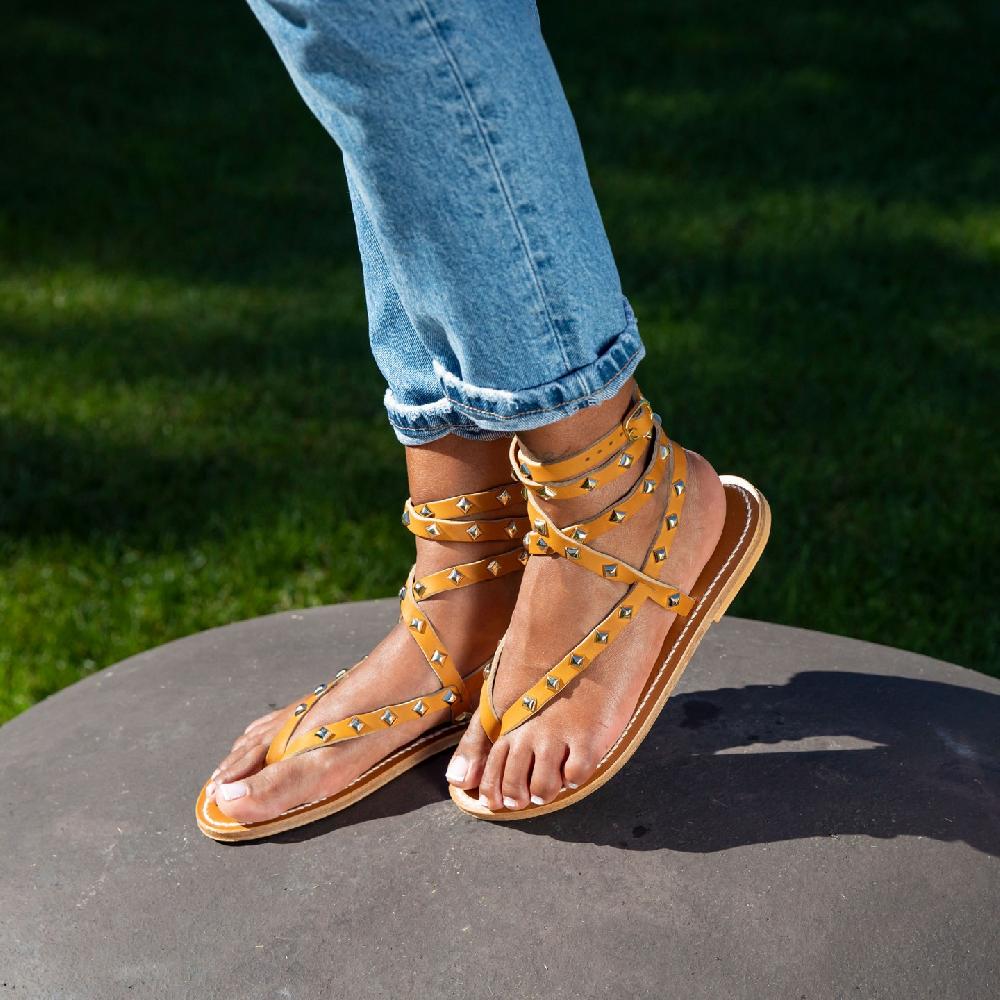 K.JACQUES HIOTAPYR Sandales plates Cuir Pul Naturel Or