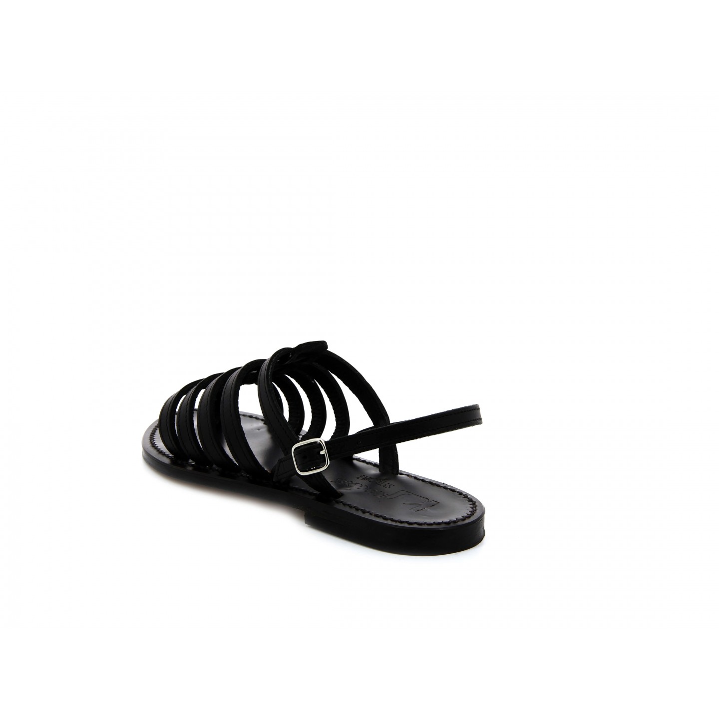 K.JACQUES HOMERE EBENE Sandales Plates Cuir Odeon Noir