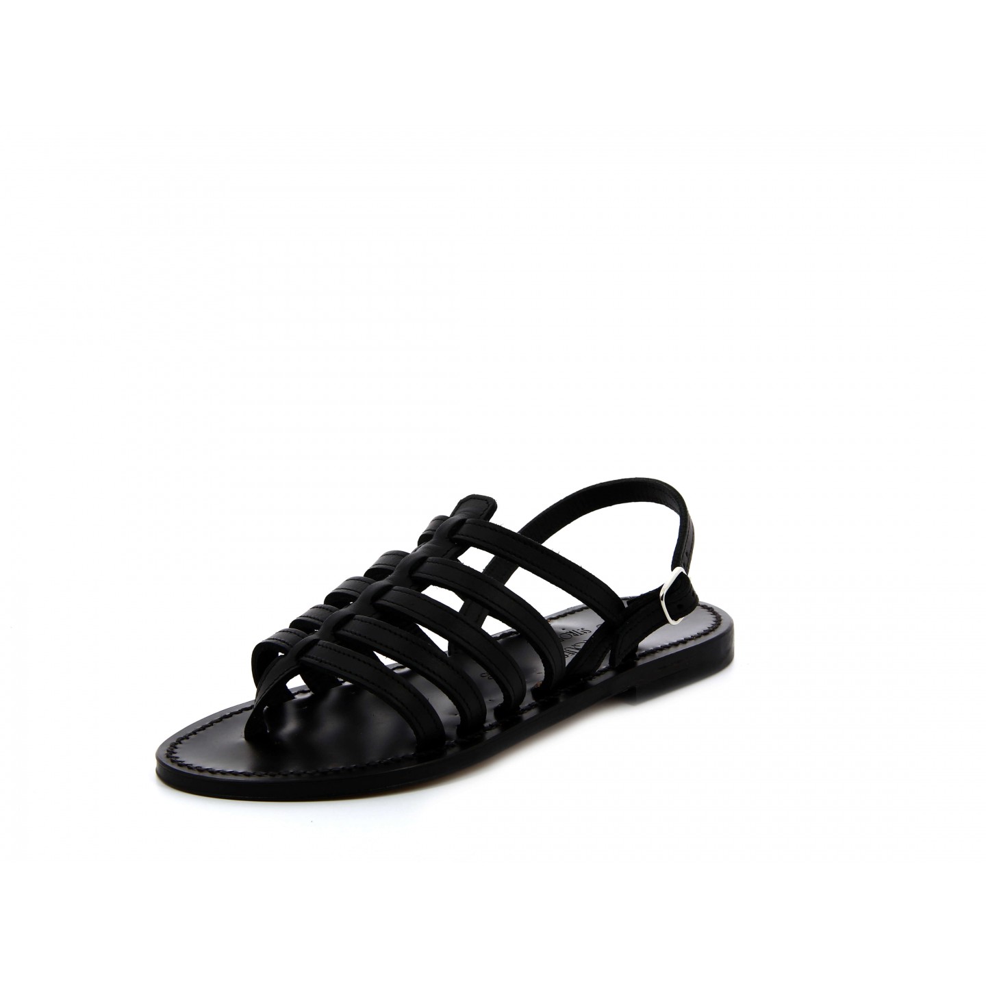 K.JACQUES HOMERE EBENE Sandales plates Cuir Odeon Noir