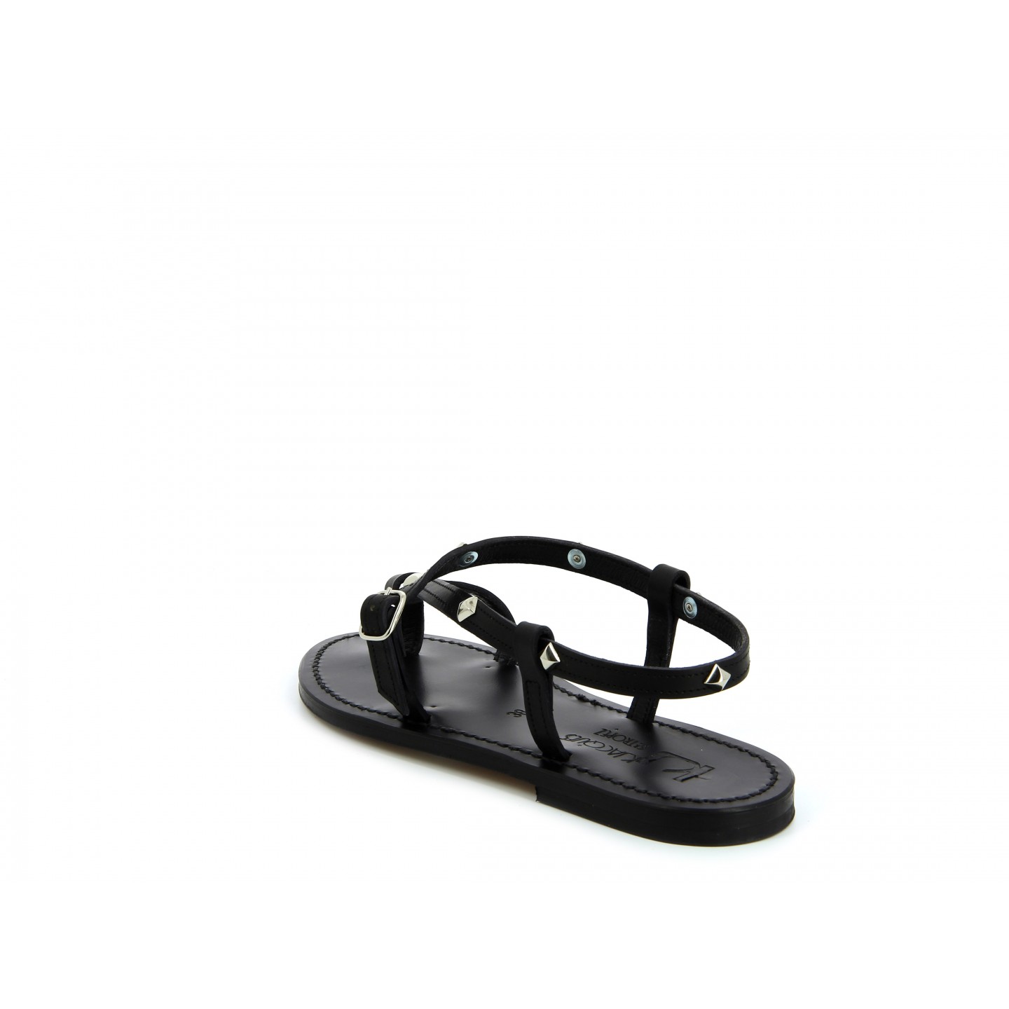 K.JACQUES JIVALPYR EBENE Sandales Plates Cuir Pul Noir