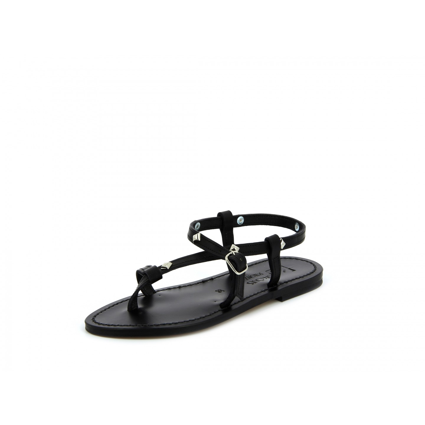 K.JACQUES JIVALPYR EBENE Sandales plates Cuir Pul Noir