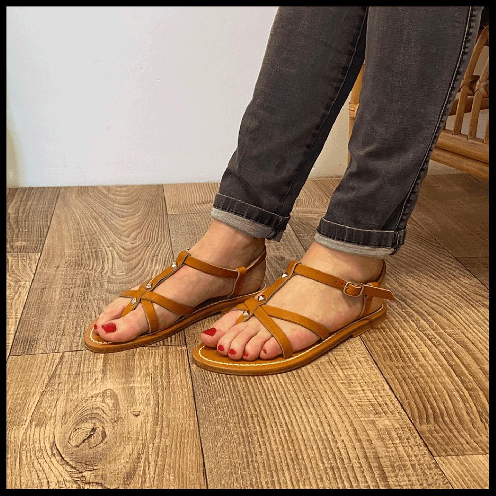 K.JACQUES ANNAPYR Sandales Plates Cuir Pul Naturel