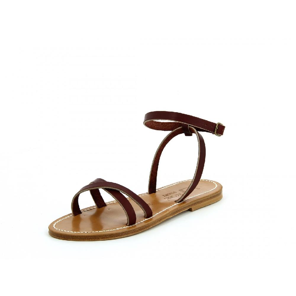 K.JACQUES CUZCO Sandales Plates Cuir Pul Bordo