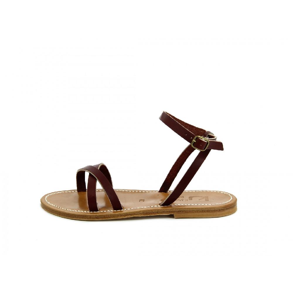 K.JACQUES CUZCO Sandales Plates Cuir Pul Bordo