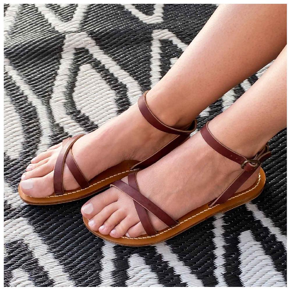 K.JACQUES CUZCO Sandales plates Cuir Pul Bordo