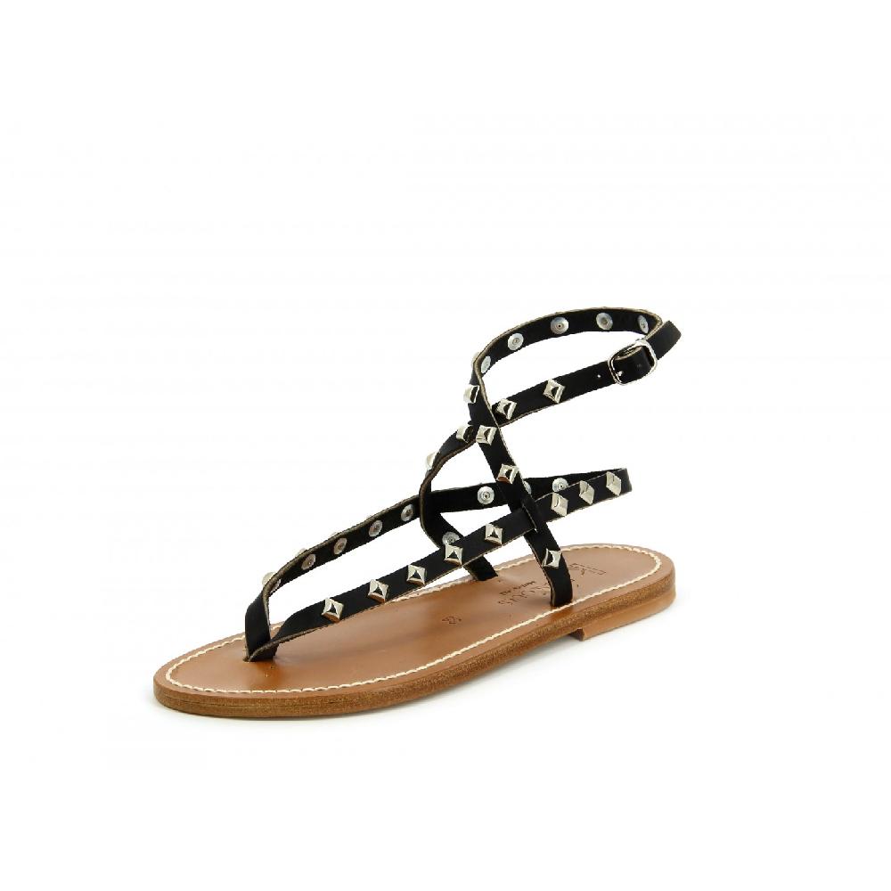 K.JACQUES DELTAPYR Sandales Plates Cuir Pul Noir