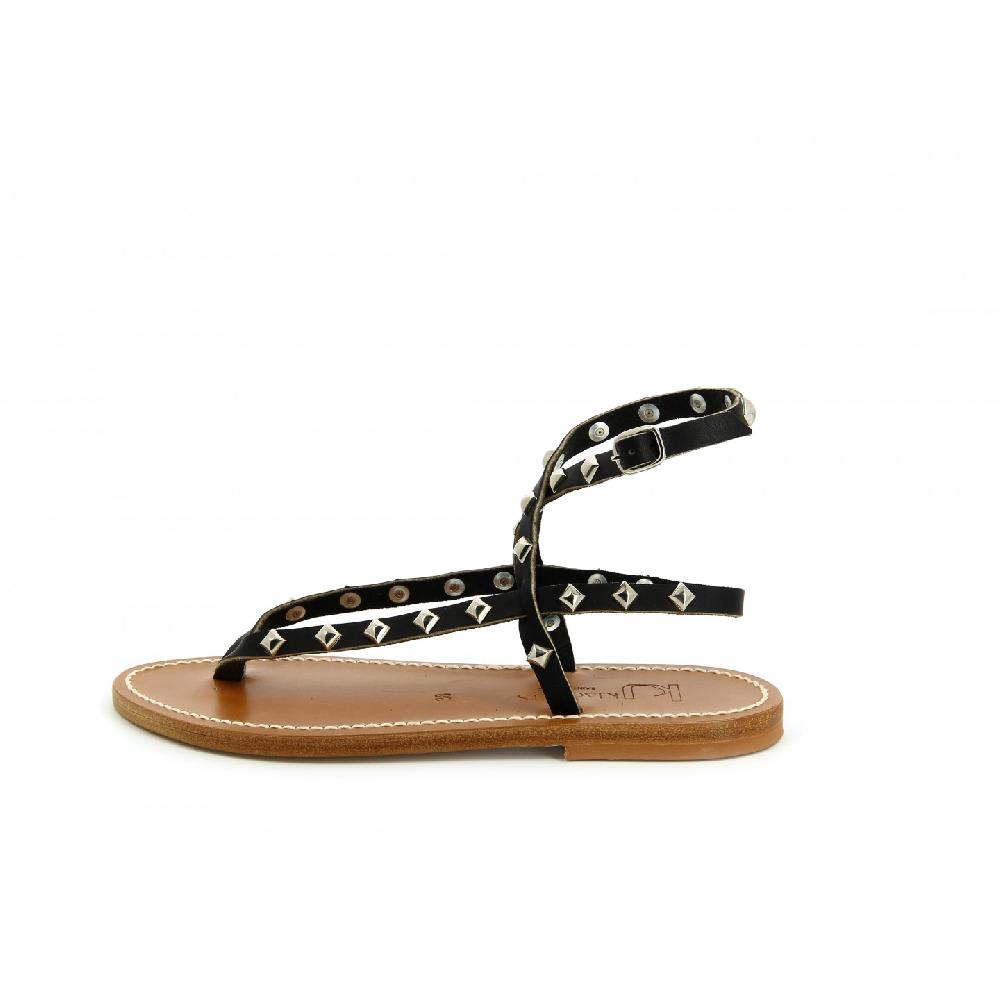 K.JACQUES DELTAPYR Sandales Plates Cuir Pul Noir