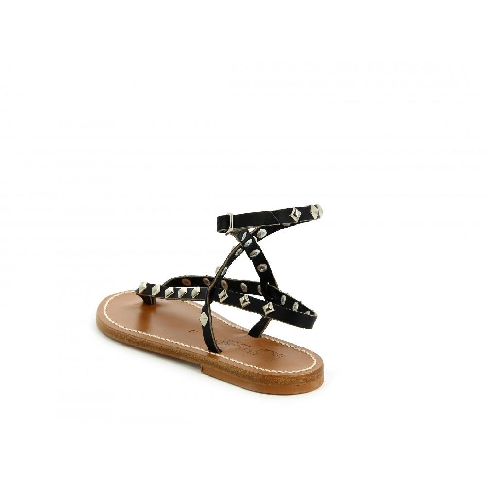 K.JACQUES DELTAPYR Sandales Plates Cuir Pul Noir