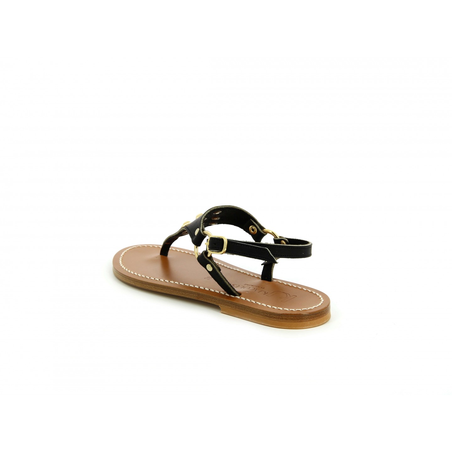 K.JACQUES DIONYSOSPYR Femme Cuir Pul Noir - Or