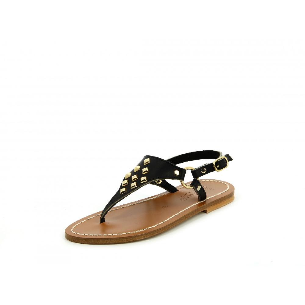 K.JACQUES DIONYSOSPYR Femme Cuir Pul Noir - Or