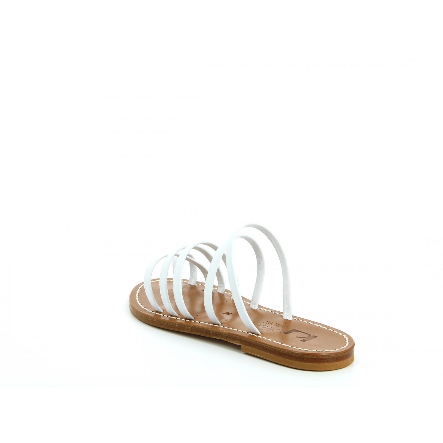 K.JACQUES KARNAC Sandales Plates Cuir Odeon Blanc
