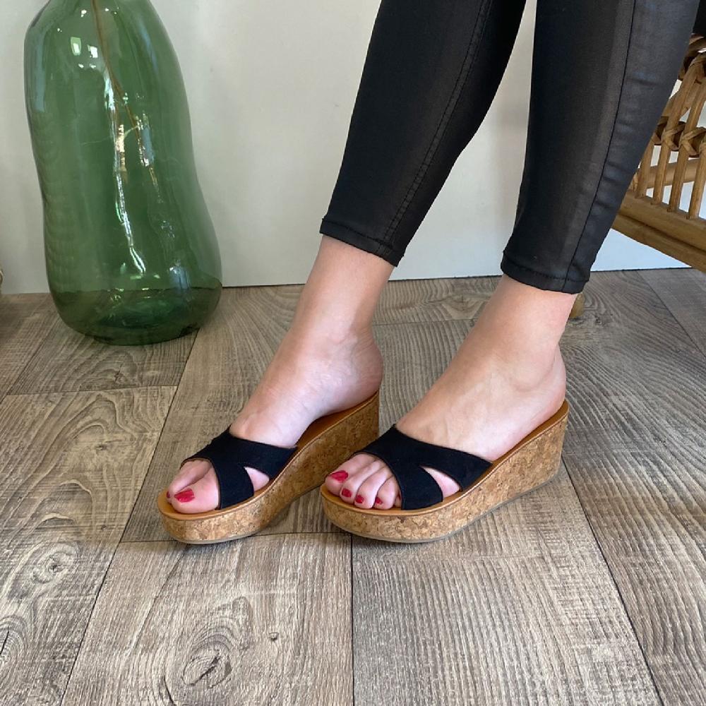 K.JACQUES KOBE Femme Cuir Velours Noir