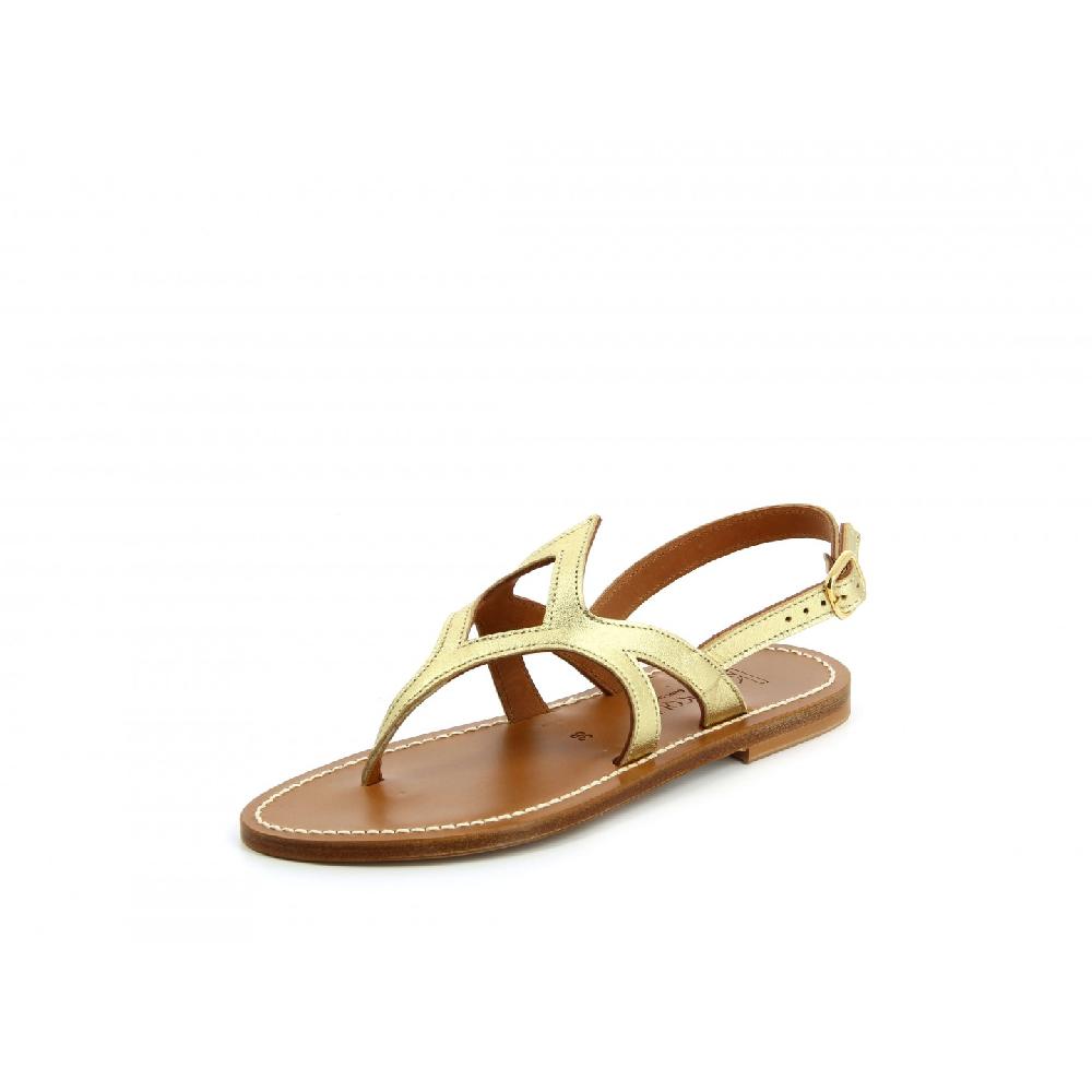 K.JACQUES MAGUS Sandales Plates Cuir Métal Doré