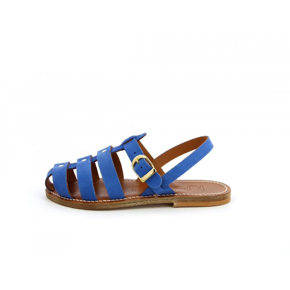 K.JACQUES MARTIAL Sandales Plates Cuir Nubuk Ocean