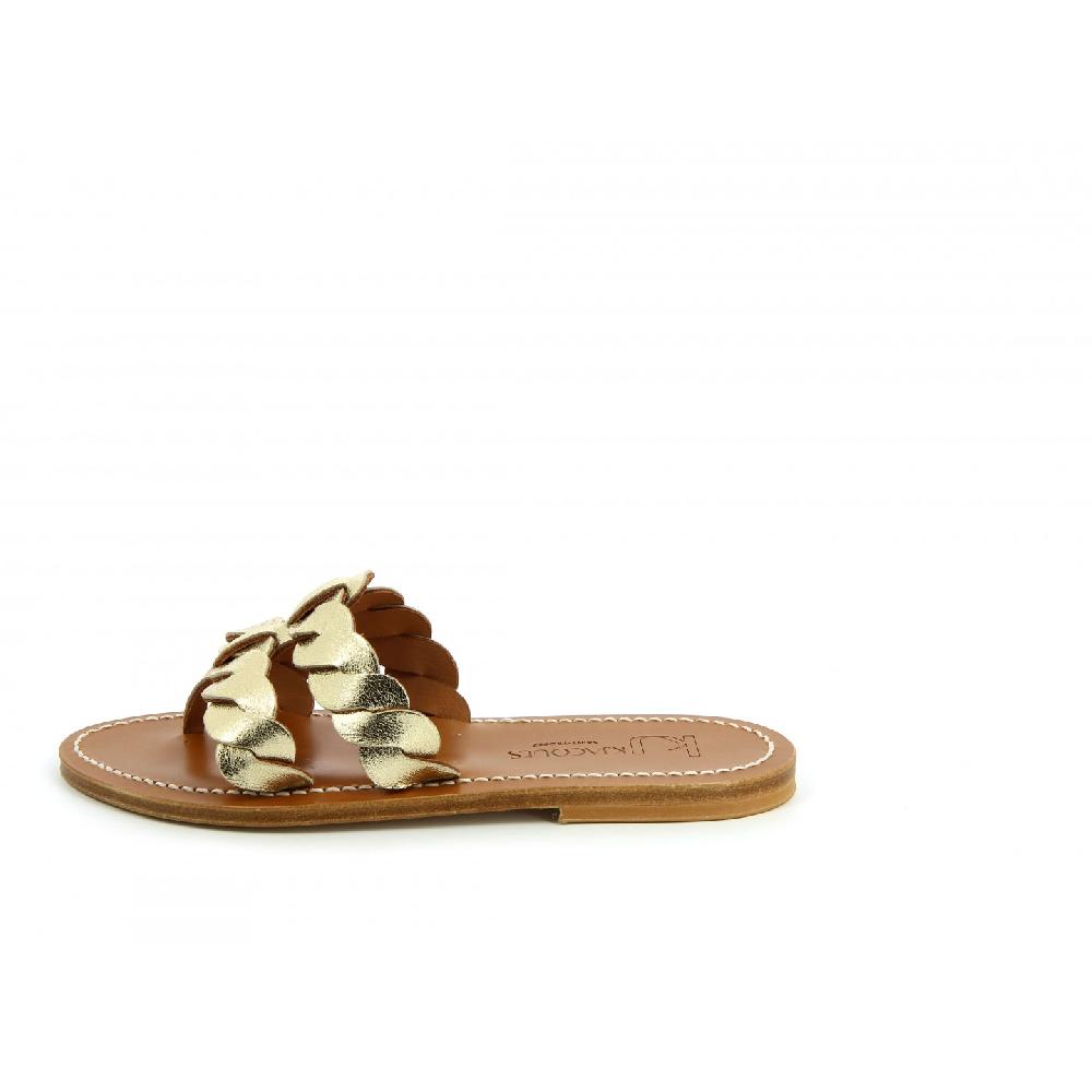 K.JACQUES MAVRA Sandales Plates Cuir Metyl Champan