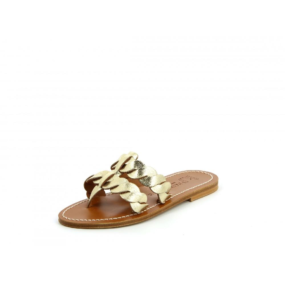 K.JACQUES MAVRA Sandales plates Cuir Metyl Champan
