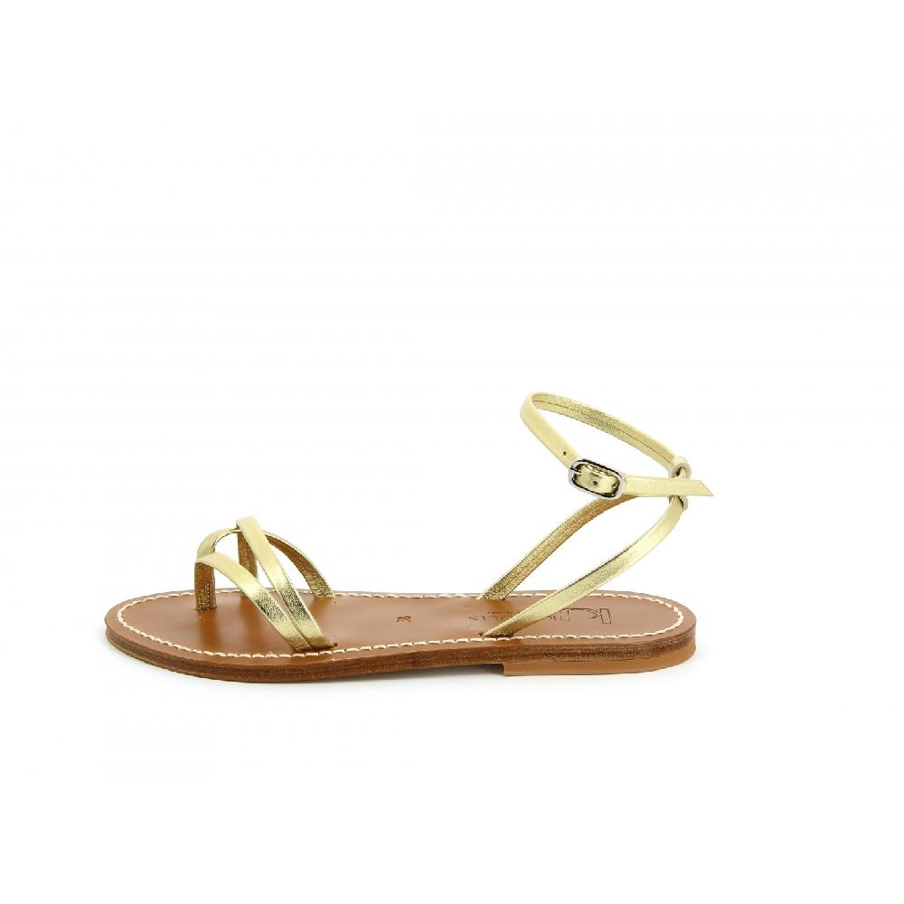 K.JACQUES MILANA Sandales Plates Cuir Métal Doré