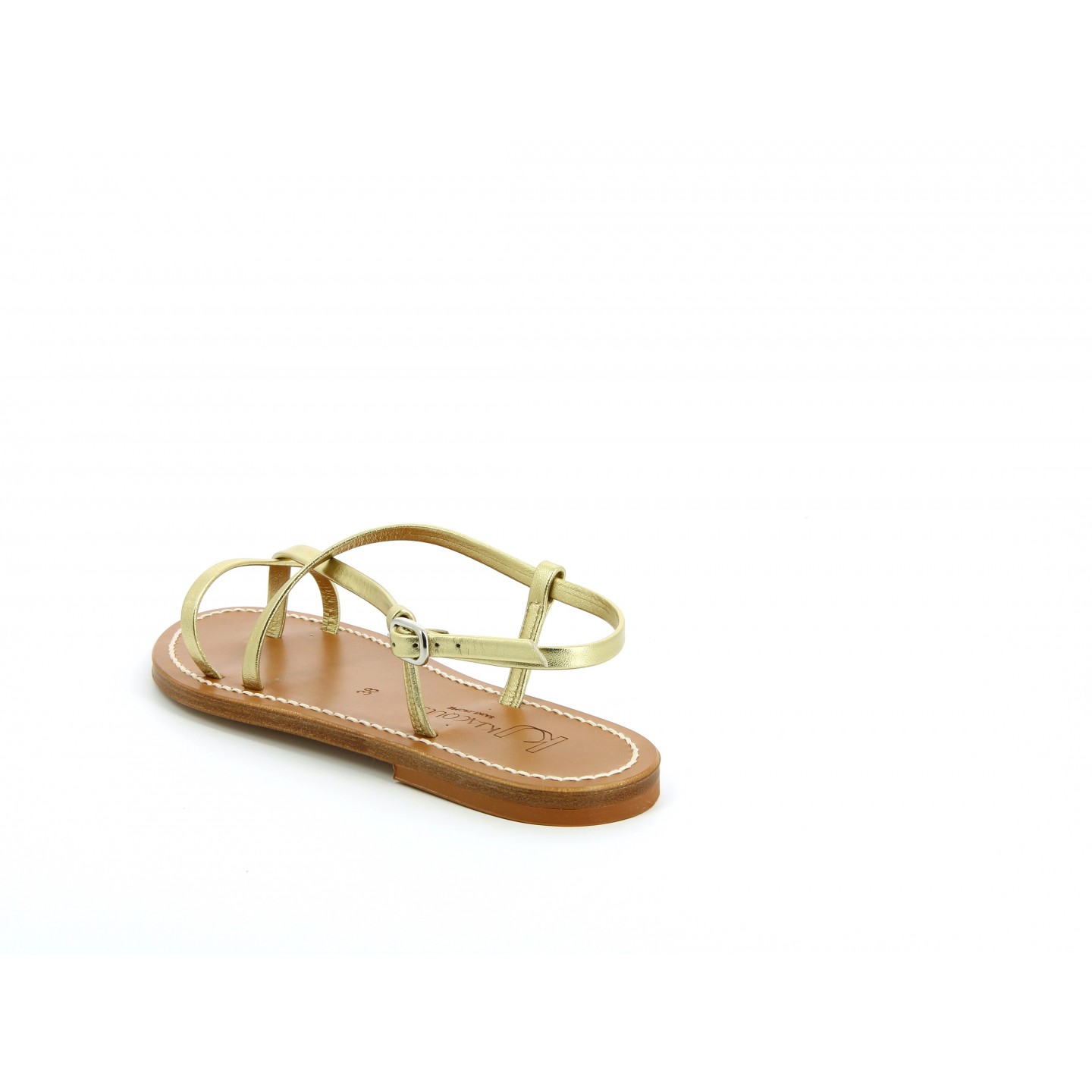 K.JACQUES MUSE Sandales Plates Cuir Métal Doré