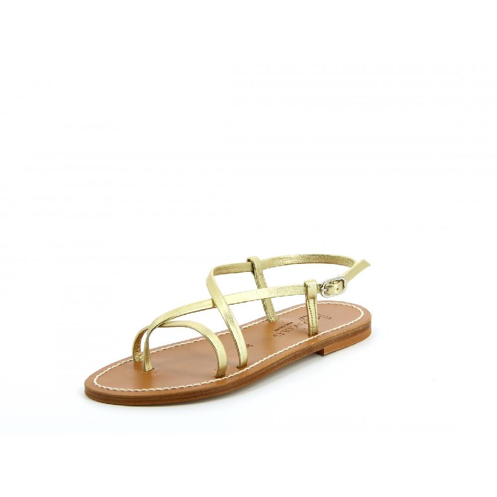 K.JACQUES MUSE Sandales plates Cuir Métal Doré