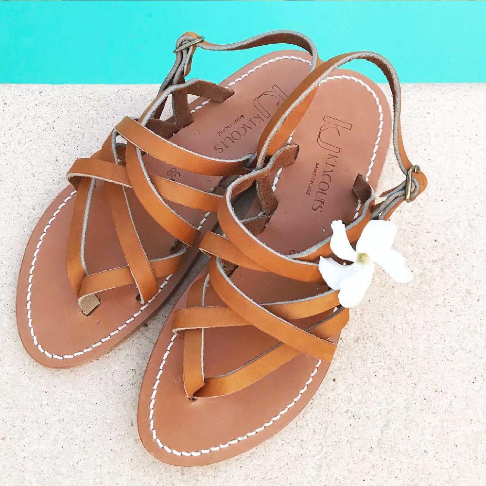 K.JACQUES PANDORA Sandales plates Cuir Pul Naturel