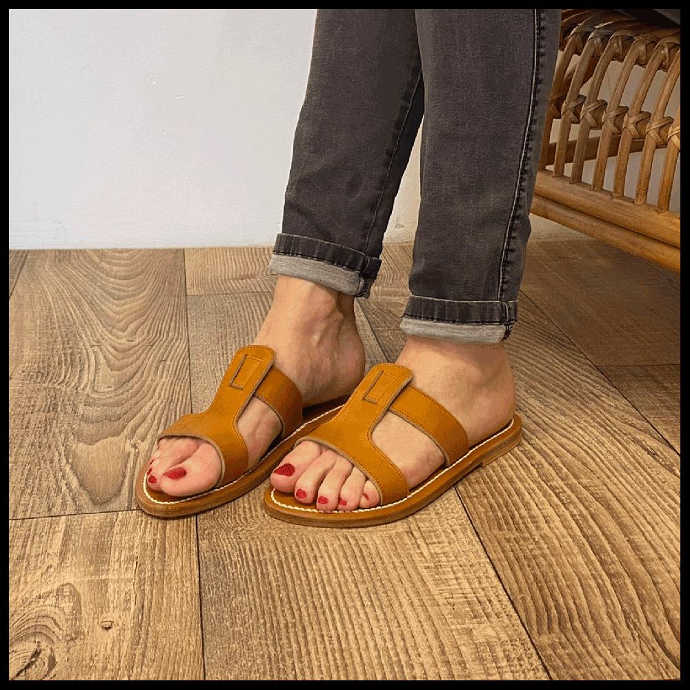 K.JACQUES RHEA Sandales Plates Cuir Pul Naturel