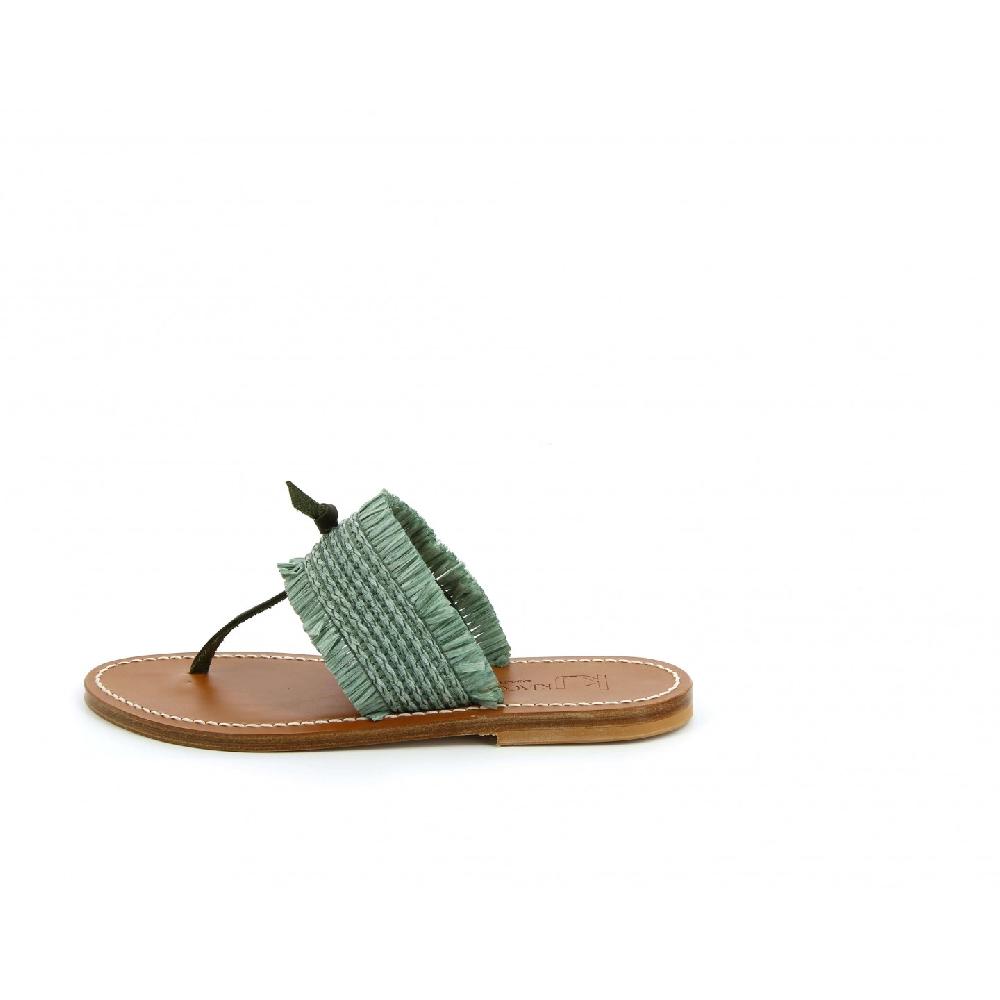 K.JACQUES RIWOO Femme Cuir Pul Kaki Raffia Kaki