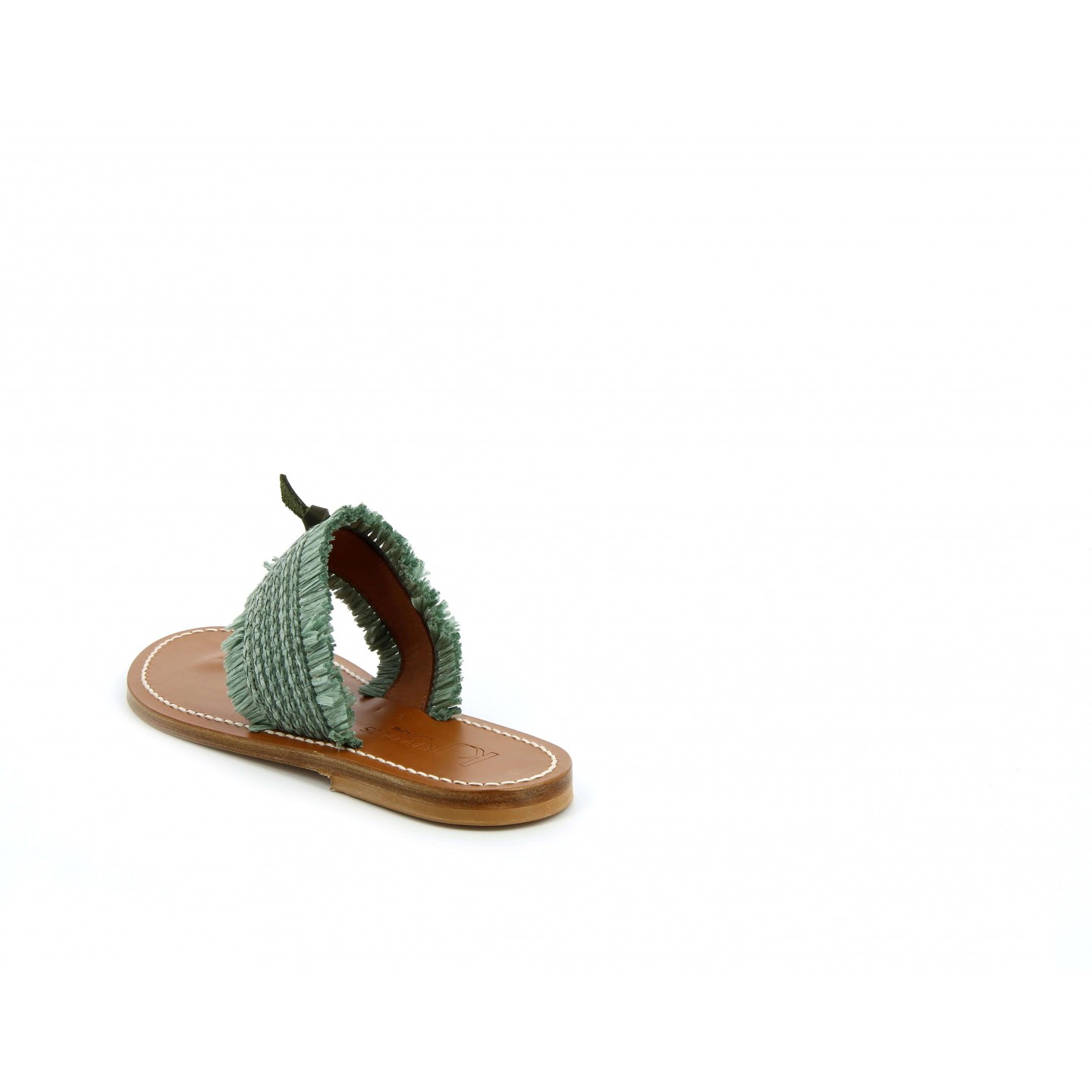 K.JACQUES RIWOO Femme Cuir Pul Kaki Raffia Kaki