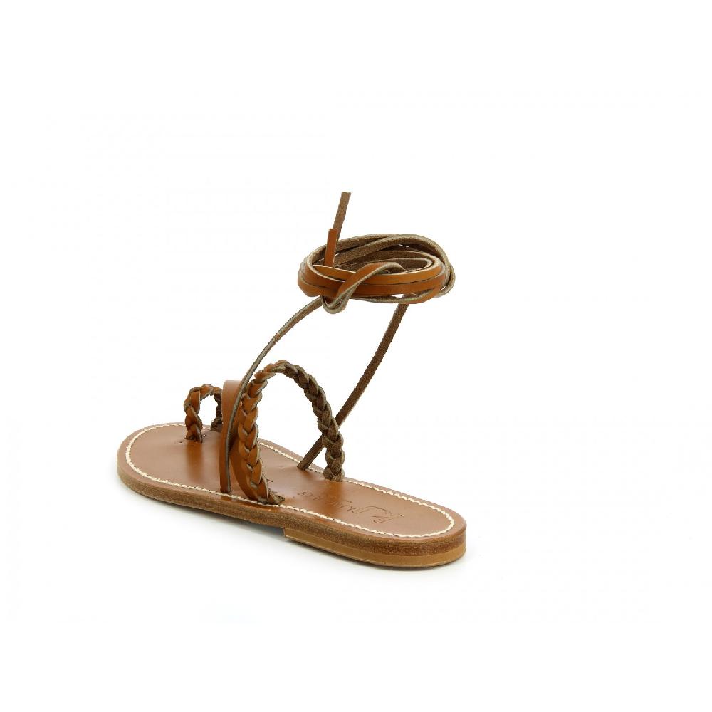 K.JACQUES SCARA Sandales Plates Cuir Métal Doré