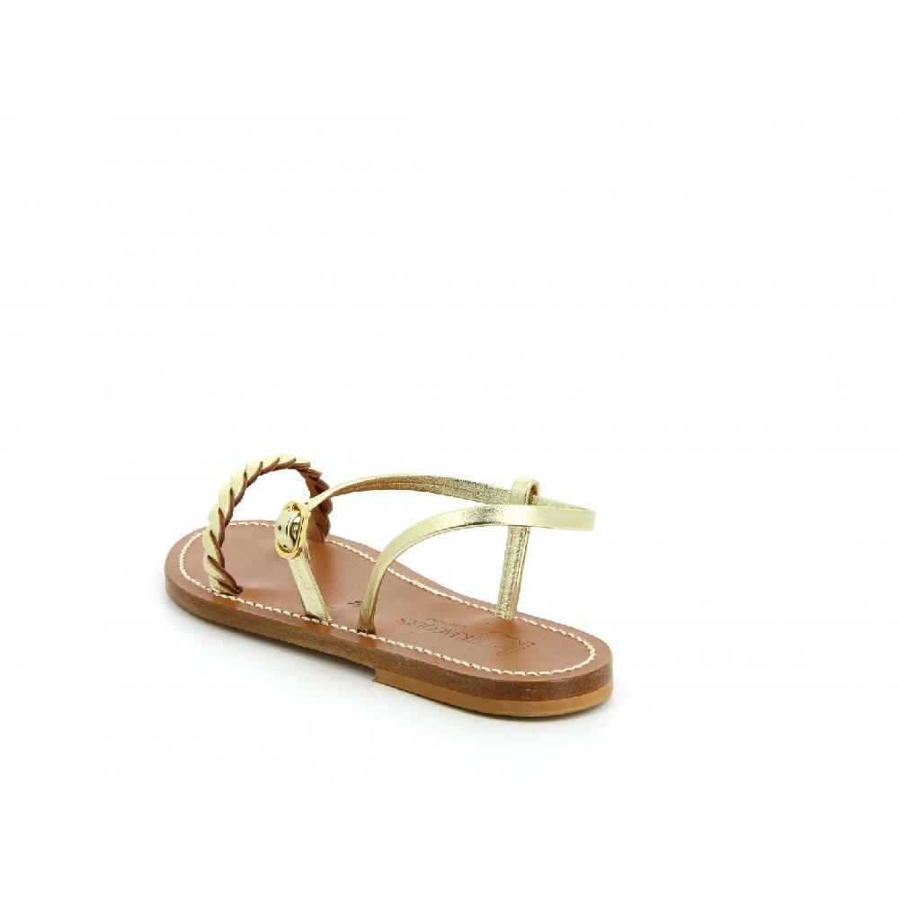 K.JACQUES VERIA Sandales Plates Cuir Métal Doré