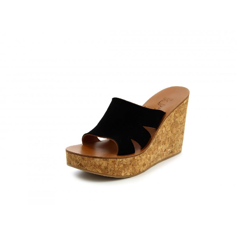 K.JACQUES KAZUO Sandales Compensées Cuir Velours Noir