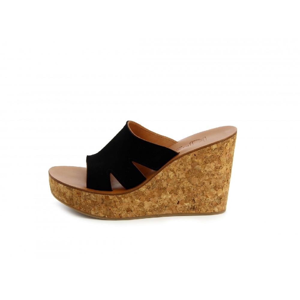 K.JACQUES KAZUO Sandales Compensées Cuir Velours Noir