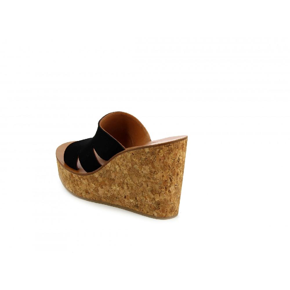 K.JACQUES KAZUO Sandales Compensées Cuir Velours Noir