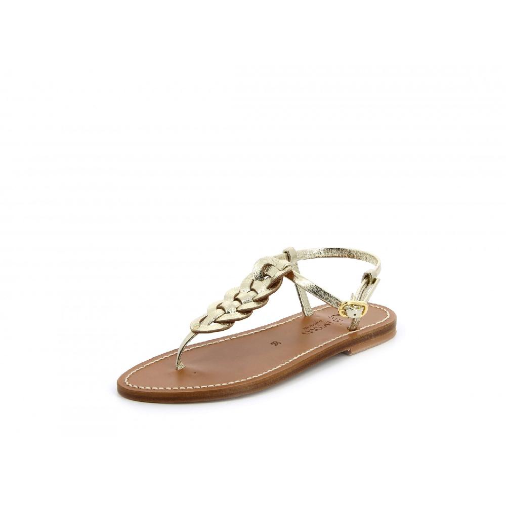 K.JACQUES LEMOVIS Sandales Plates Cuir Metyl Champan