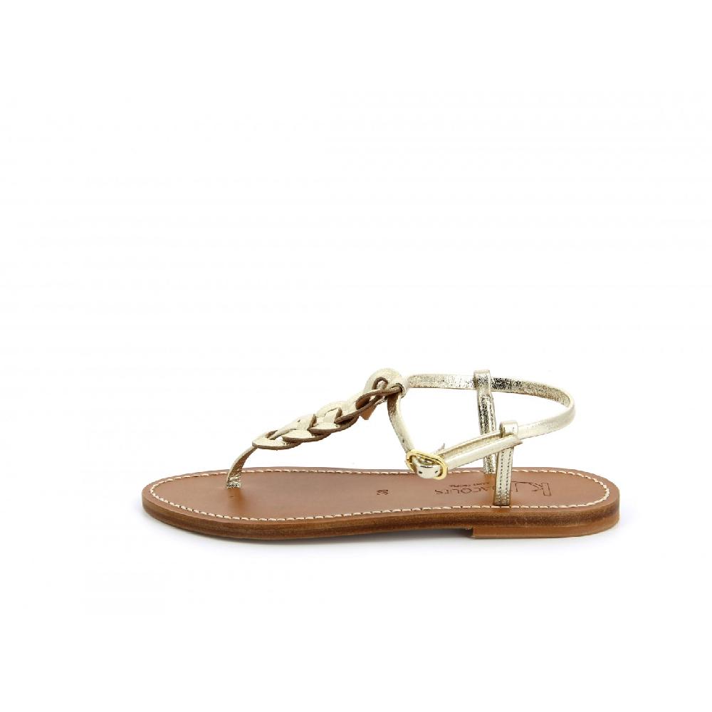 K.JACQUES LEMOVIS Sandales Plates Cuir Metyl Champan