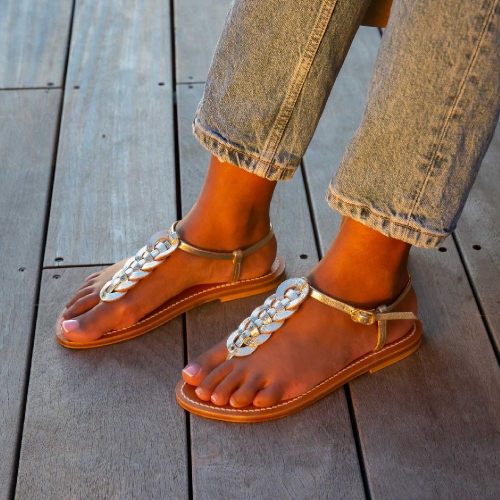 K.JACQUES LEMOVIS Sandales plates Cuir Metyl Champan