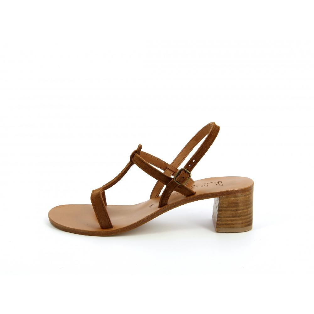 K.JACQUES MAELYS Sandales à Talons Cuir Velours Amaretto