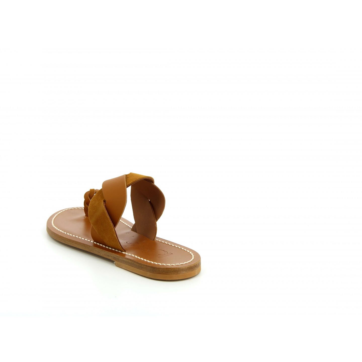 K.JACQUES MANDARIN Sandales Plates Combi Pul Naturel Velours Bran