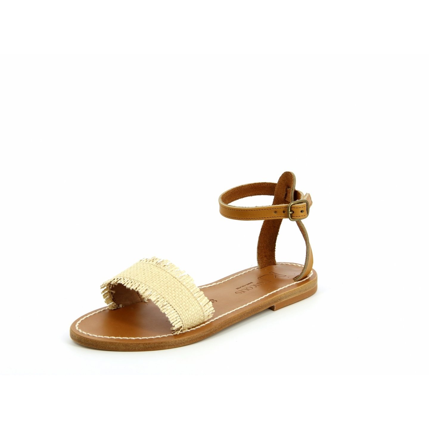 K.JACQUES NARMER Sandales Plates Raffia Cuir Pul Naturel