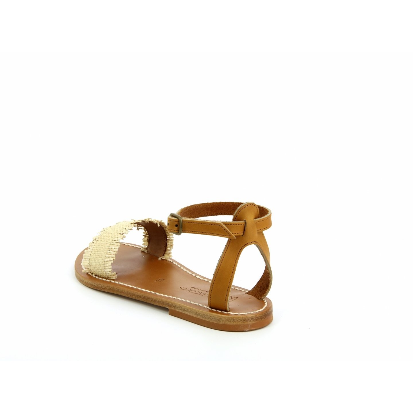 K.JACQUES NARMER Sandales Plates Raffia Cuir Pul Naturel