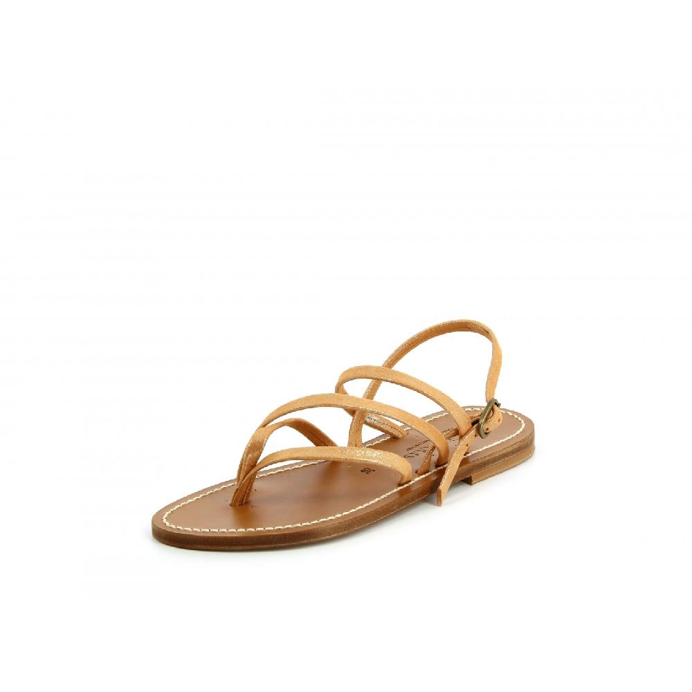K.JACQUES NEMESIS Sandales Plates Cuir Velter Abricot